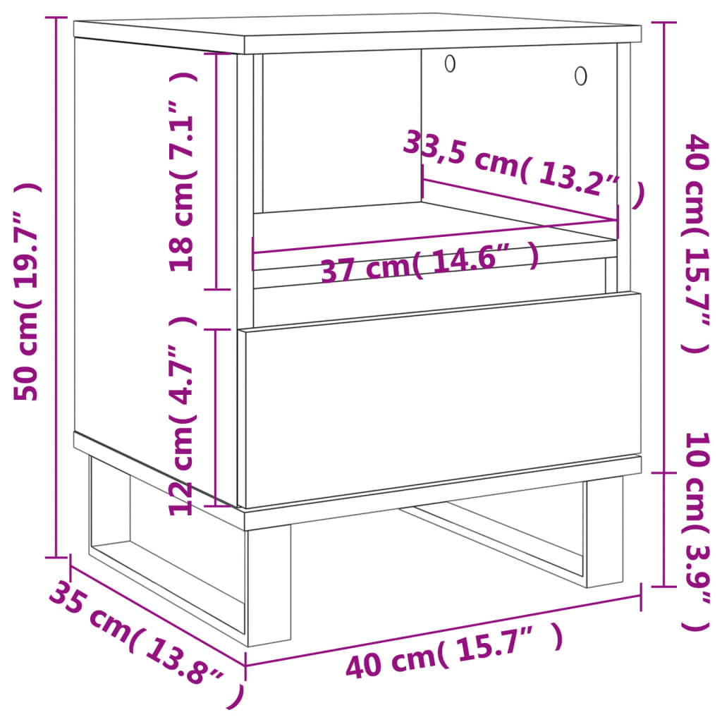 vidaXL Comodini 2pz Neri 40x35x50 cm in Legno Multistrato