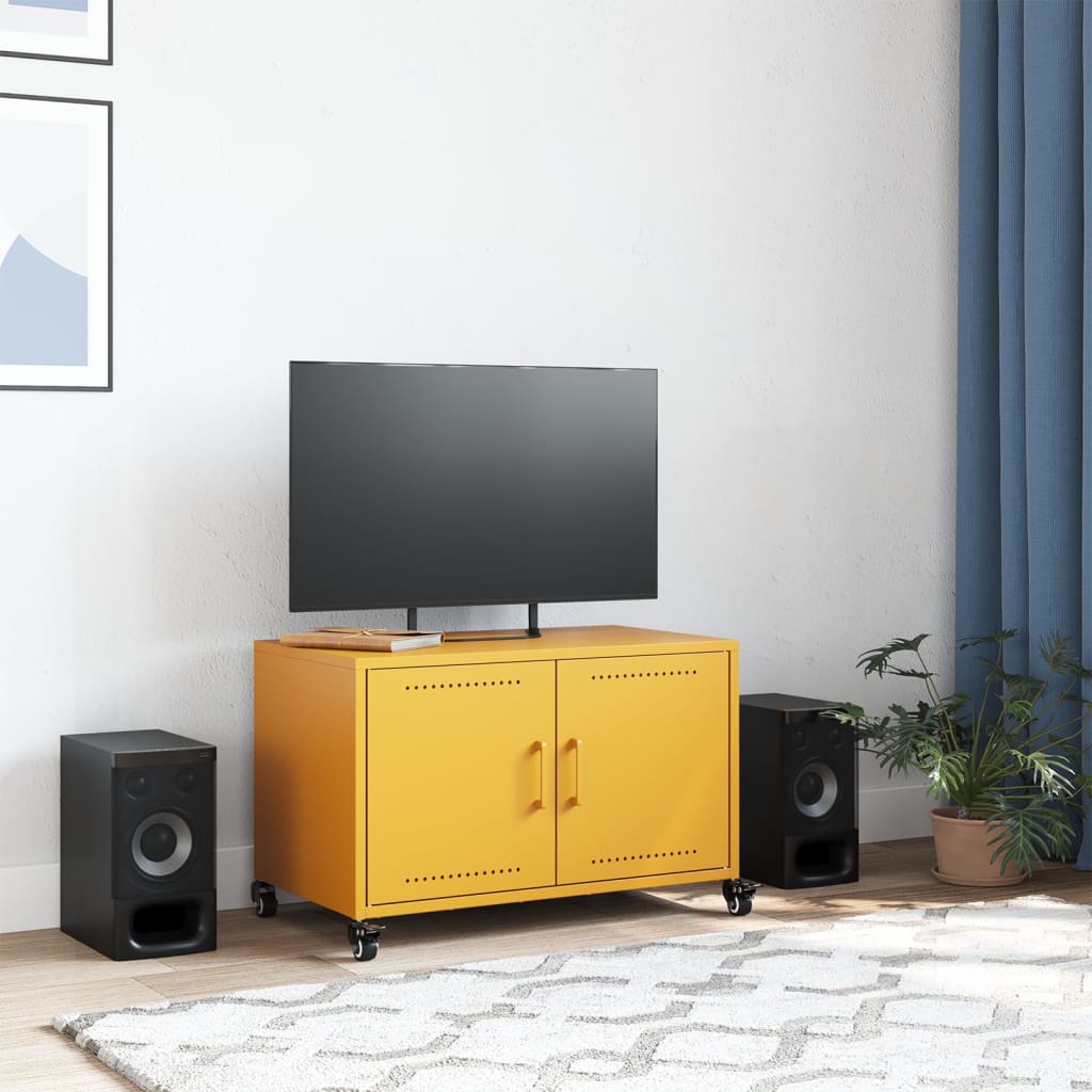 vidaXL Mobile TV Giallo Senape 68x39x43,5 cm in Acciaio