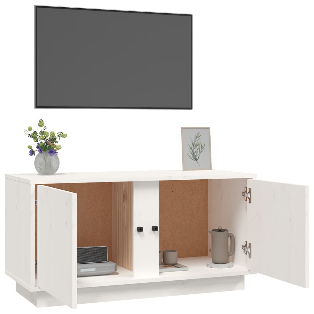 vidaXL Mobile Porta TV Bianco 80x35x40,5 cm in Legno Massello di Pino