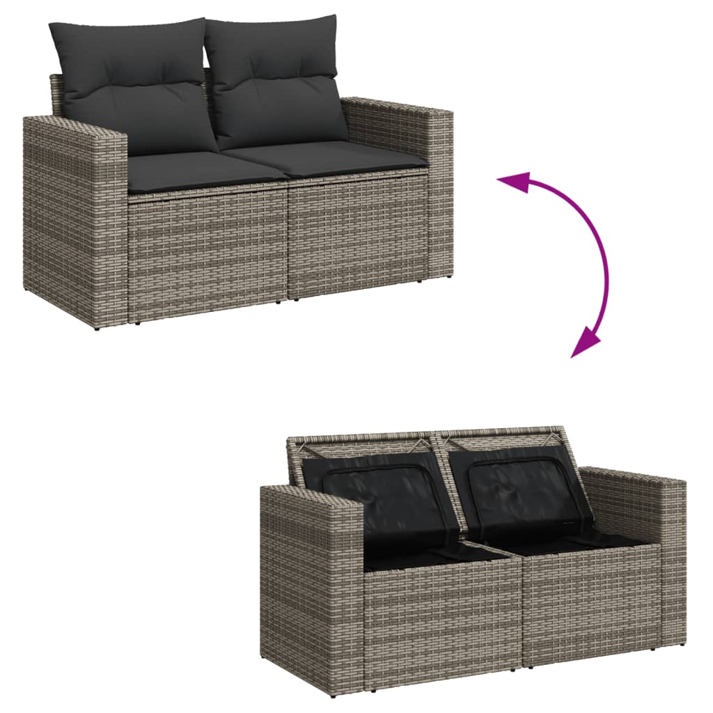 vidaXL Set Divani da Giardino 14pz con Cuscini in Polyrattan Grigio