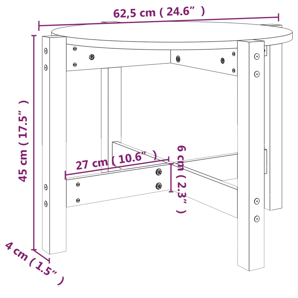 vidaXL Tavolino da Salotto Ambra Ø 62,5x45cm in Legno Massello di Pino