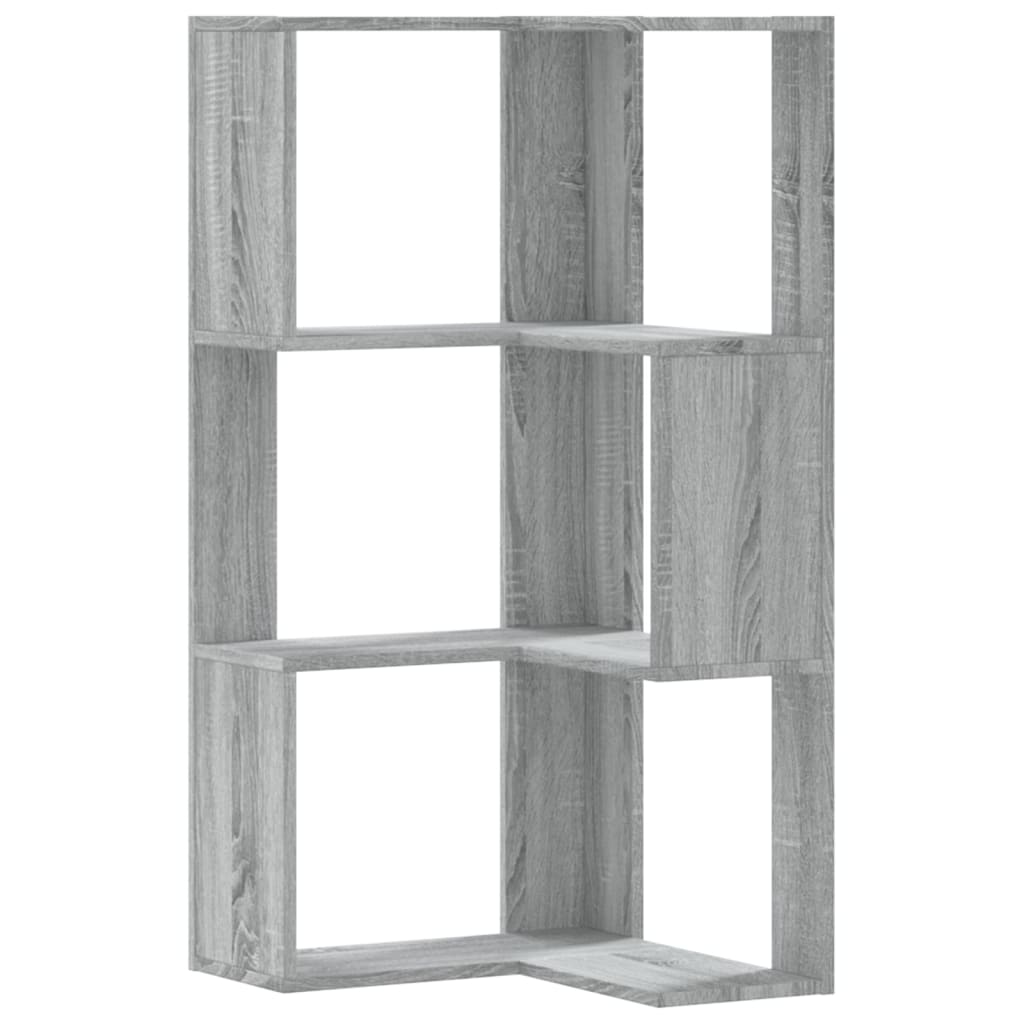 vidaXL Libreria Angolare 3 Ripiani Grigio Sonoma 50x50x102 cm Legno