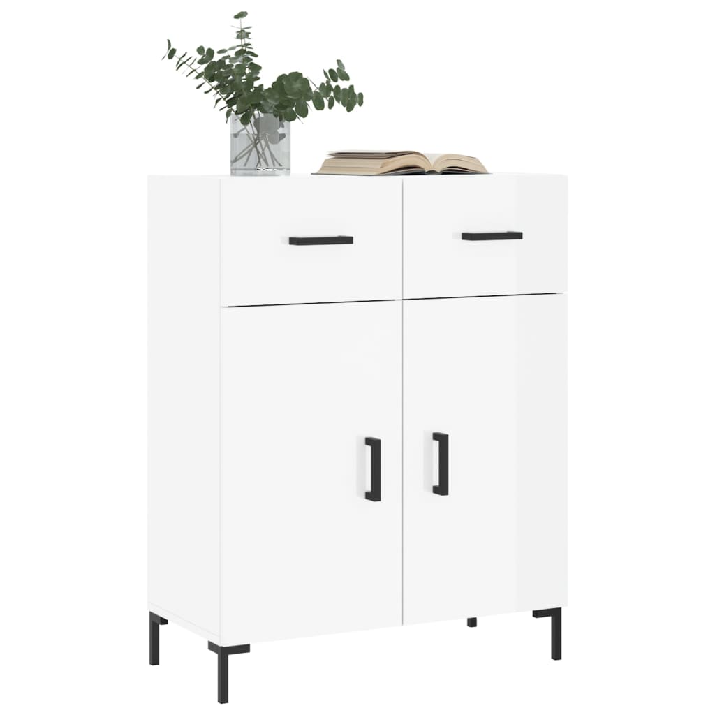 vidaXL Credenza 69,5x34x90 cm in Legno Multistrato Bianco Lucido