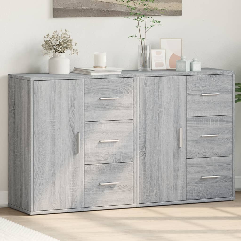 vidaXL Credenze 2 pz Grigio Sonoma 60x31x70 cm in Legno Multistrato