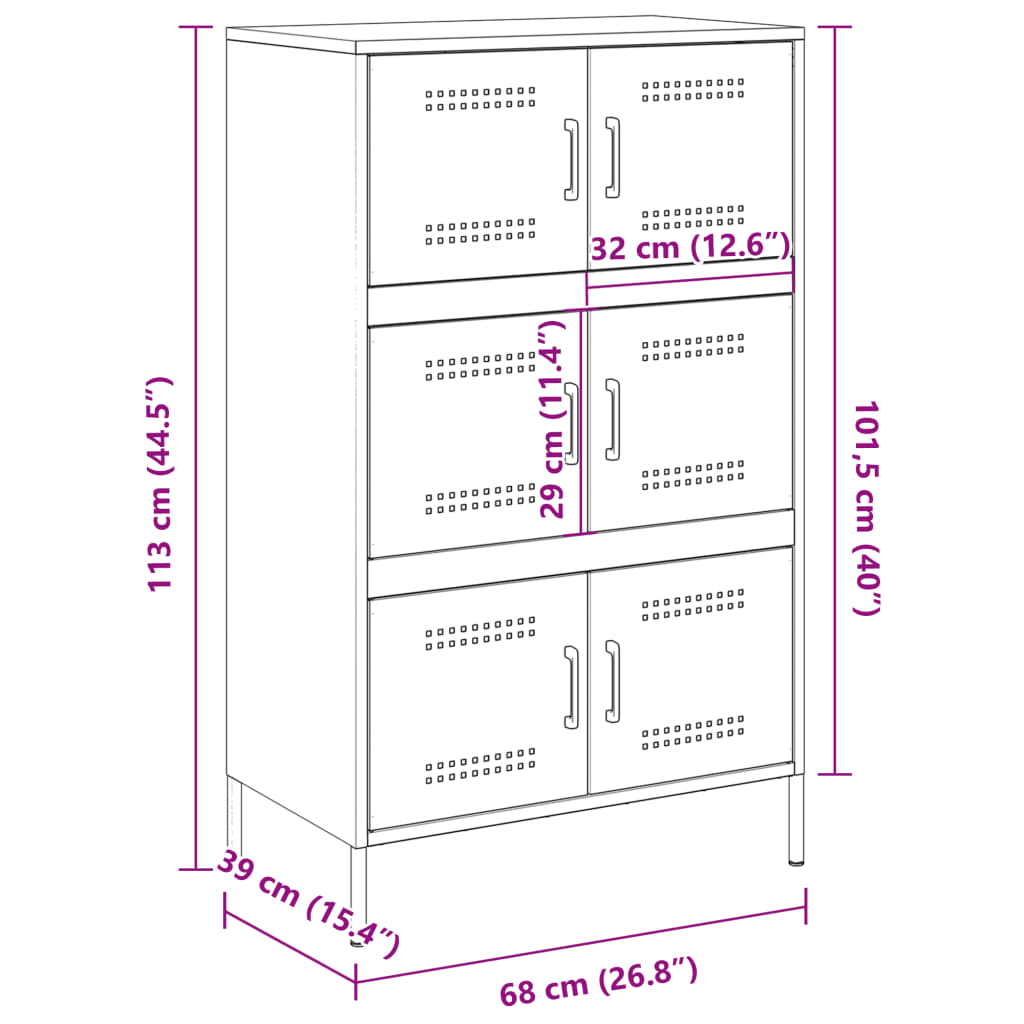 vidaXL Credenza Giallo Senape 68x39x113 cm in Acciaio