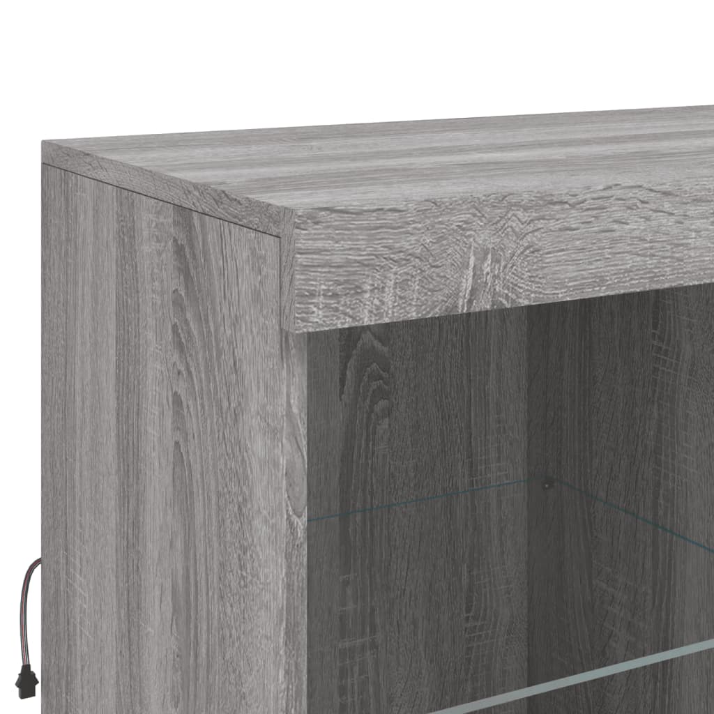 vidaXL Credenza con Luci LED Grigio Sonoma 283x37x100 cm