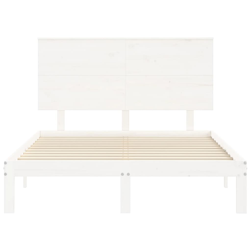 vidaXL Giroletto con Testiera Bianco Small Double Legno Massello