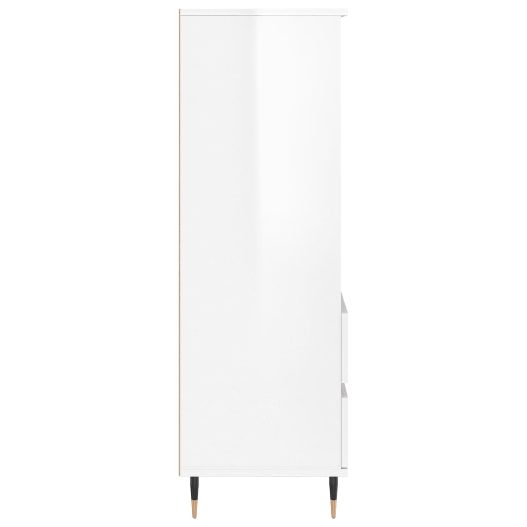 vidaXL Credenza Bianco Lucido 40x36x110 cm in Legno Multistrato