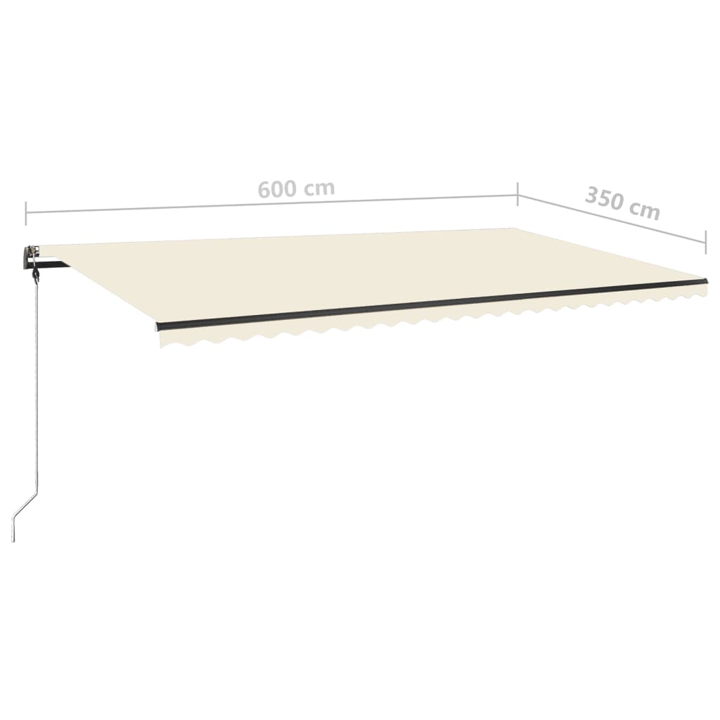 vidaXL Tenda da Sole Retrattile Manuale con LED 600x350 cm Crema