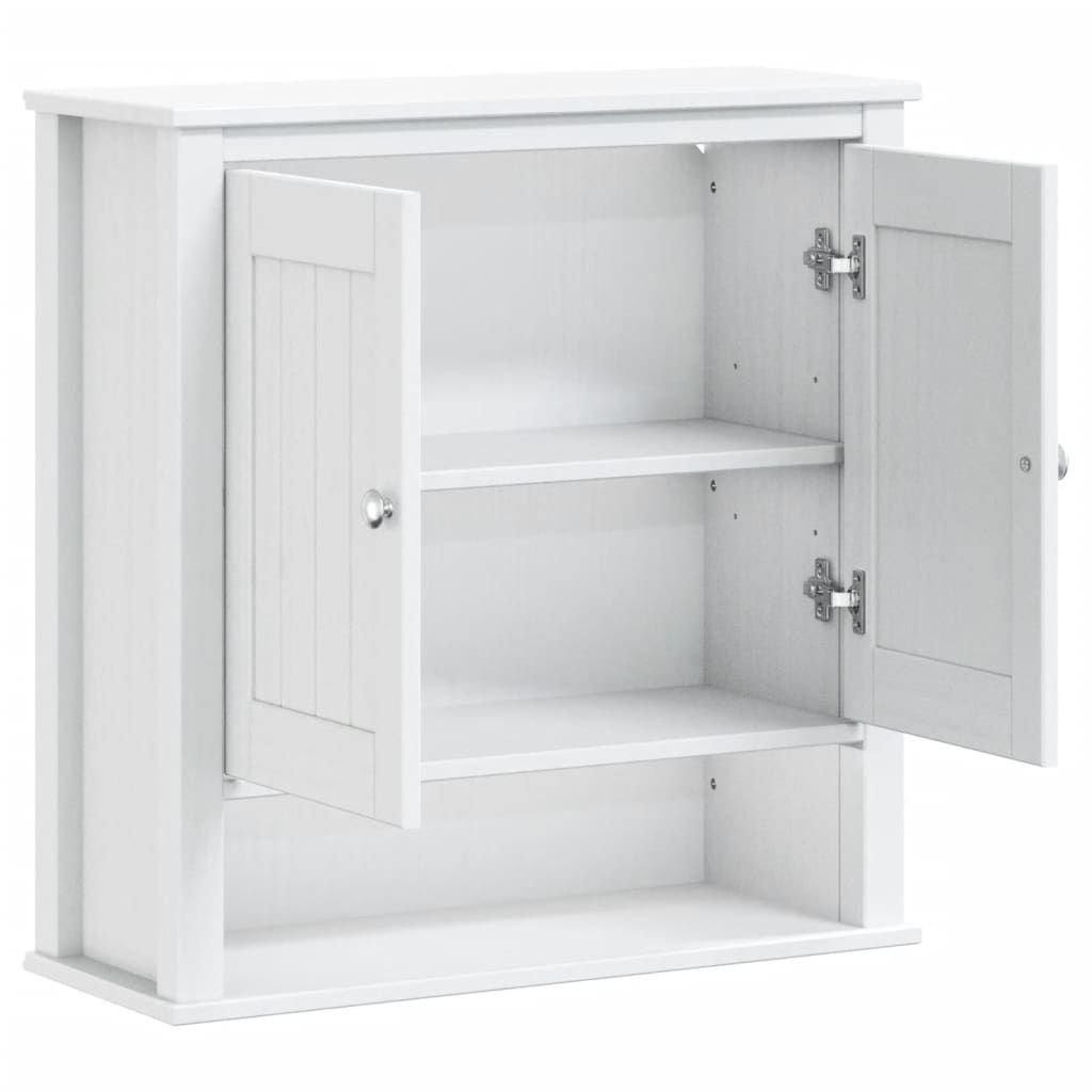 vidaXL Mobile Bagno a Muro BERG Bianco 69,5x27x71,5cm Legno Massello