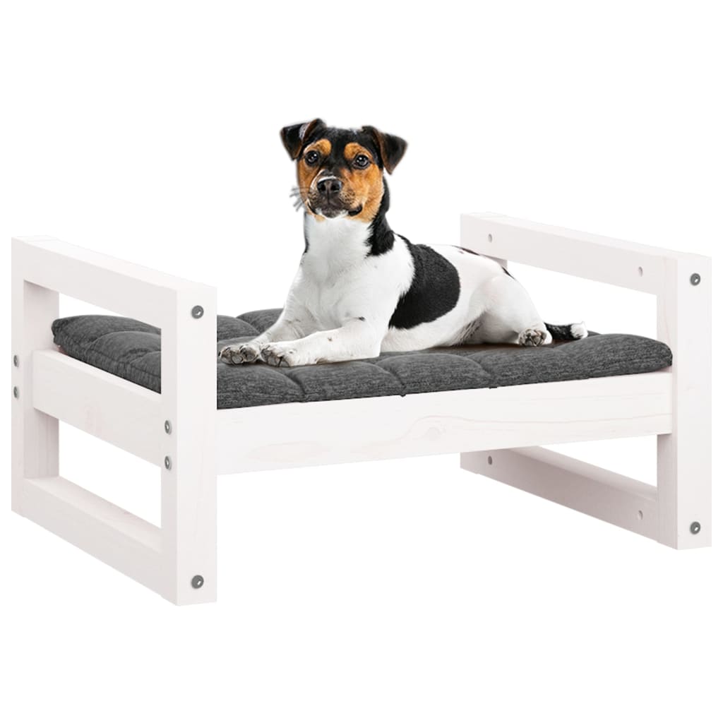 vidaXL Cuccia per Cani Bianca 55,5x45,5x28cm in Legno Massello di Pino