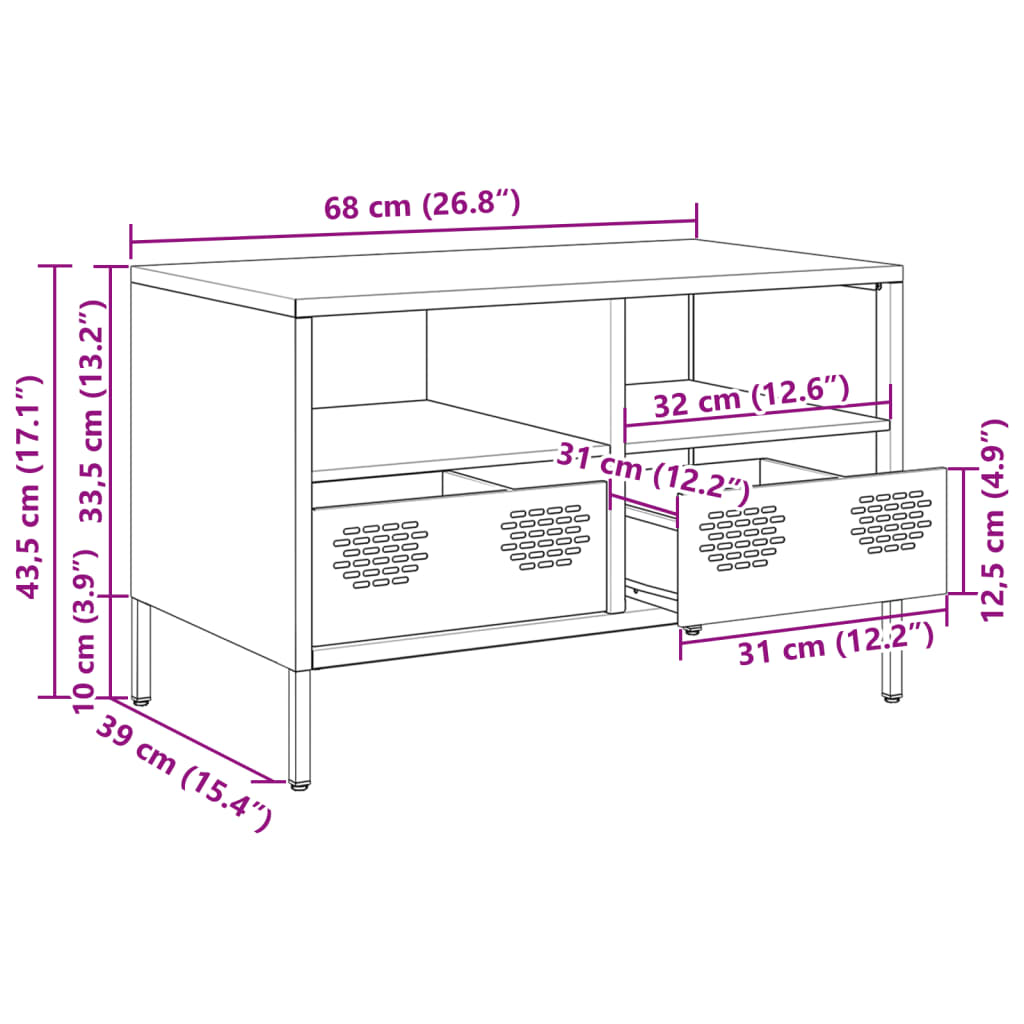 vidaXL Mobile TV Antracite 68x39x43,5 cm in Acciaio Laminato a Freddo