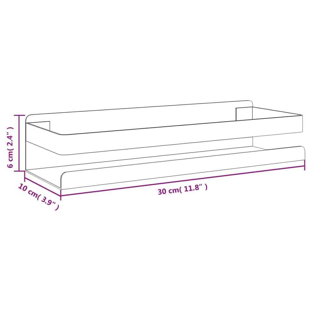 vidaXL Mensola per Doccia 30x10x6 cm in Acciaio Inox 304 Spazzolato