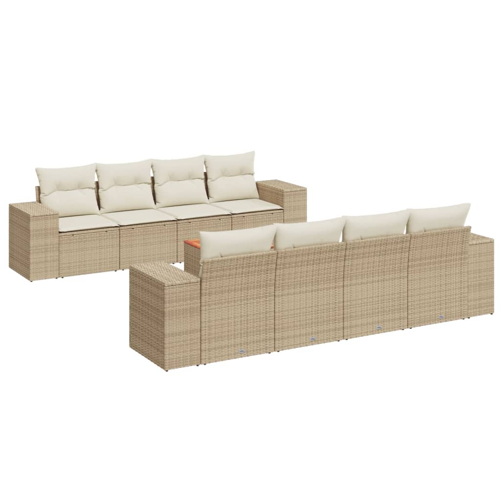 vidaXL Set Divano da Giardino 9 pz con Cuscini Beige in Polyrattan