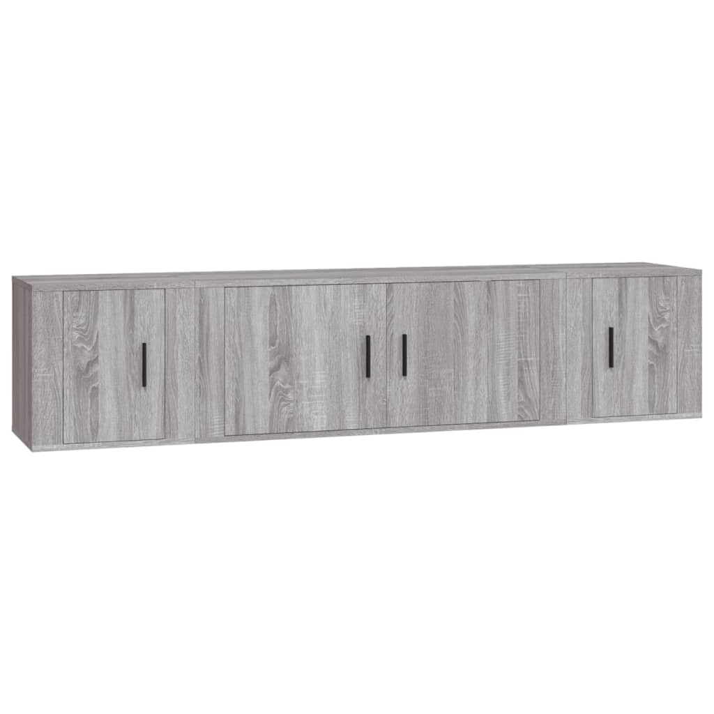 vidaXL Set Mobili Porta TV 3 pz Grigio Sonoma in Legno Multistrato