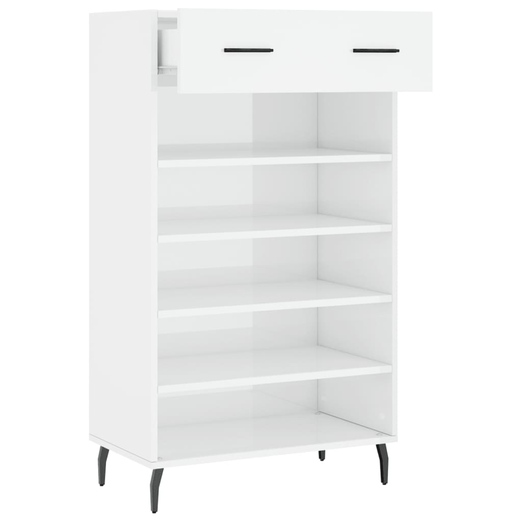 vidaXL Scarpiera Bianco Lucido 60x35x105 cm in Legno Multistrato