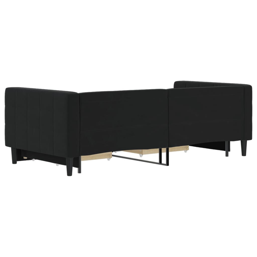 vidaXL Divano Letto Estraibile con Cassetti Nero 90x190 cm in Velluto