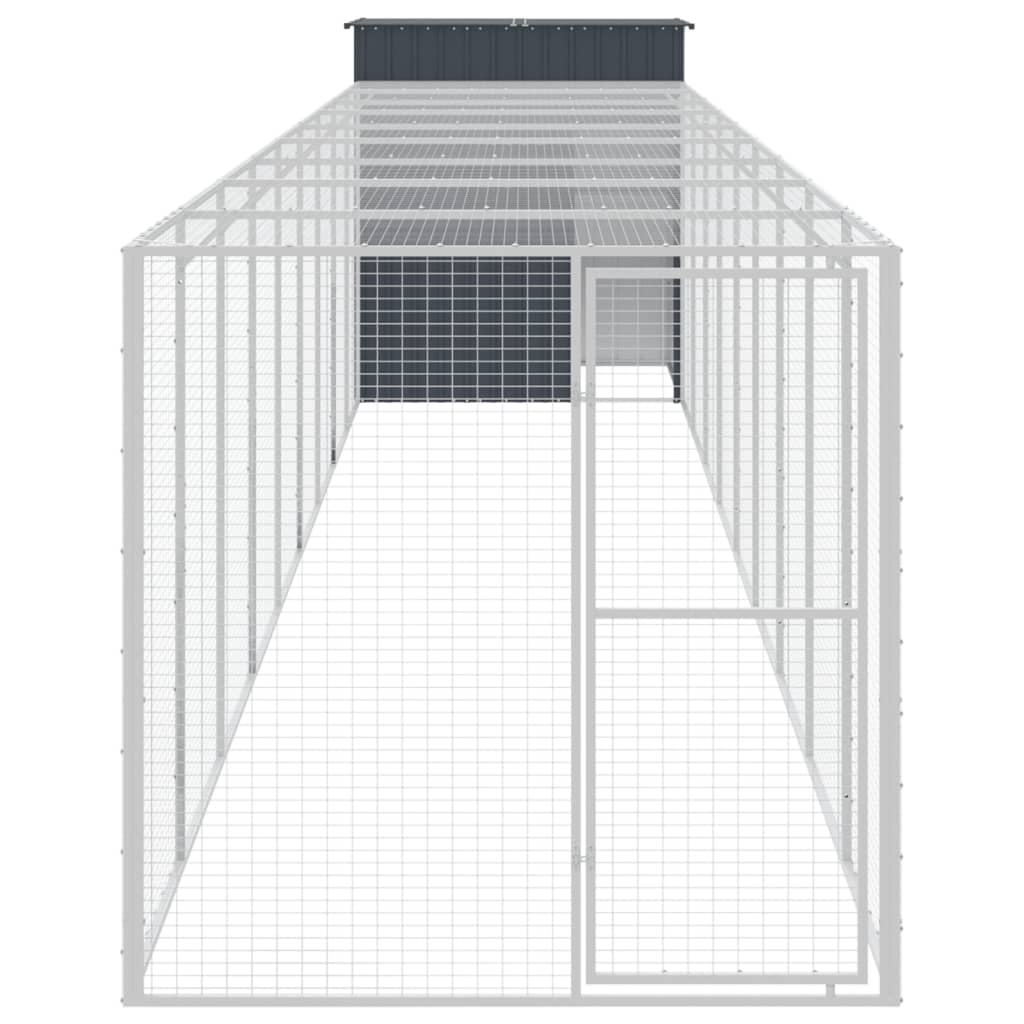 vidaXL Pollaio con Area Corsa Antracite 165x1067x181cm Acciaio Zincato