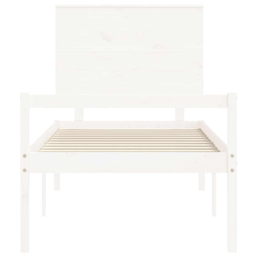 vidaXL Letto per Anziani Bianco Testiera Small Single Legno Massello