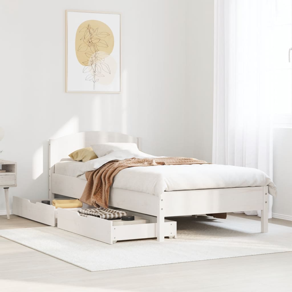 vidaXL Letto senza Materasso Bianco 90x200 cm Legno Massello di Pino