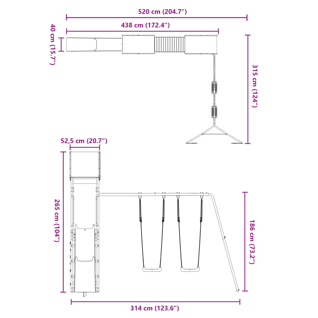 vidaXL Set da Gioco da Esterno in Legno di Pino Impregnato