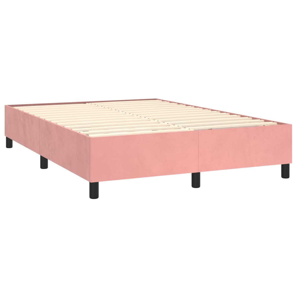 vidaXL Letto a Molle con Materasso e LED Rosa 140x200 cm in Velluto