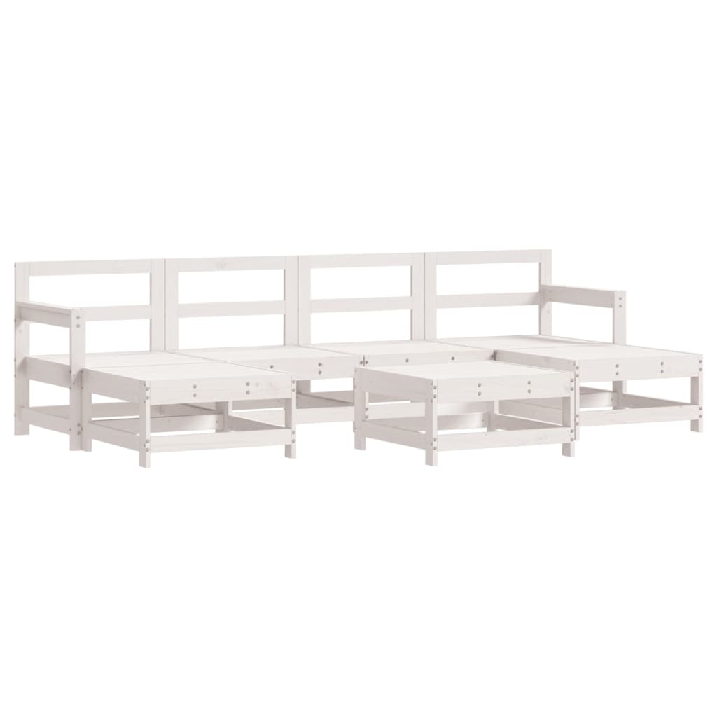 vidaXL Set Divani da Giardino 7pz con Cuscini in Legno Massello Bianco