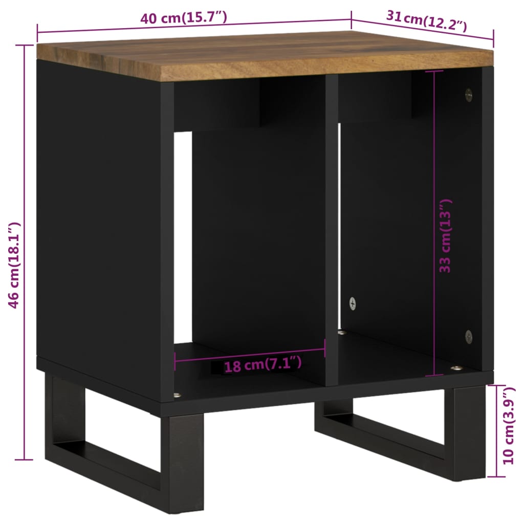 vidaXL Tavolino 40x31x46 cm Legno Massello Mango e Legno Multistrato