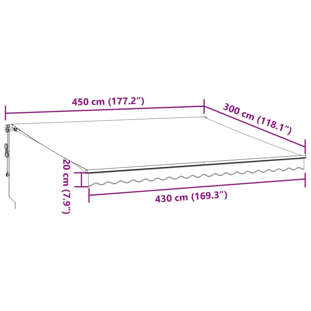 vidaXL Tenda da Sole Retrattile Automatica Marrone 450x300 cm