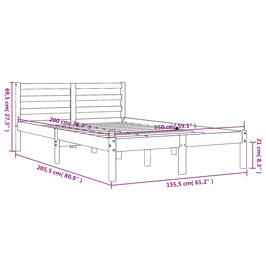 vidaXL Letto senza Materasso Marrone Cera 150x200 cm in Legno di Pino