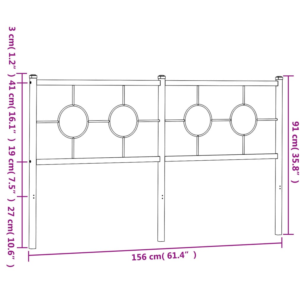 vidaXL Testiera in Metallo Nero 150 cm