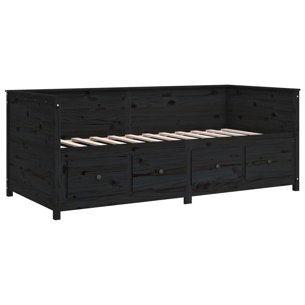 vidaXL Dormeuse Nera 75x190 cm in Legno Massello di Pino