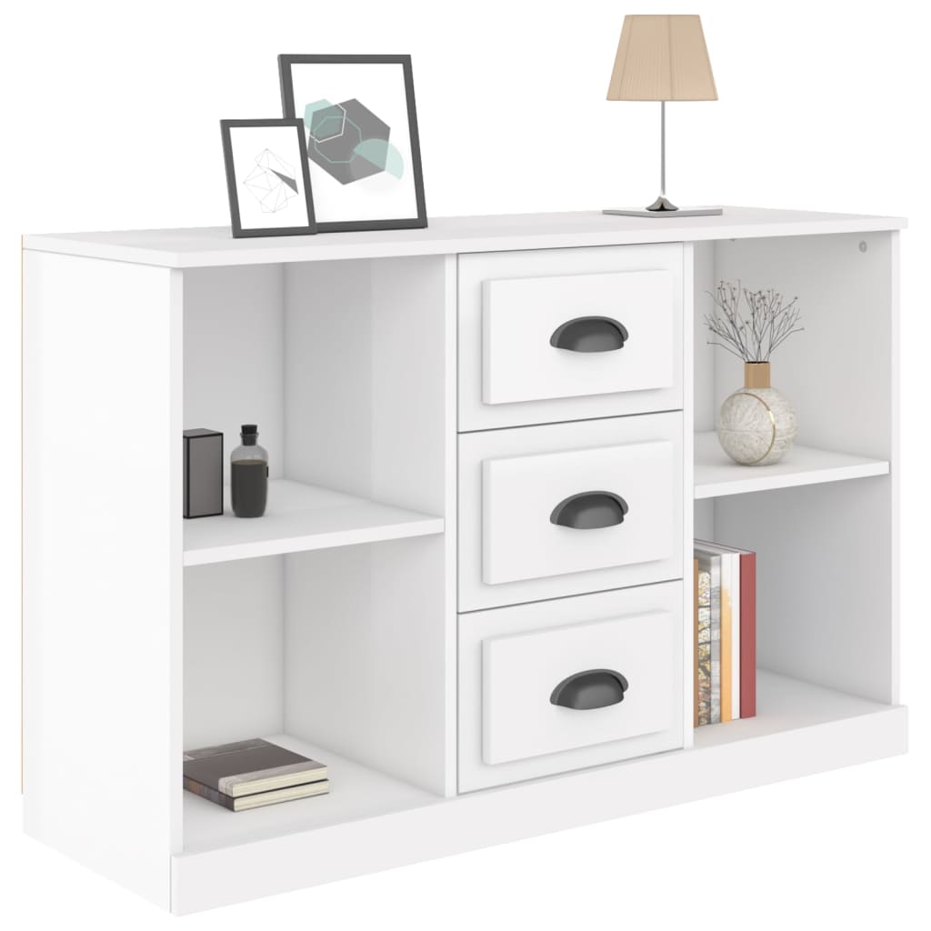 vidaXL Credenza Bianco Lucido 104,5x35,5x67,5 cm in Legno Multistrato