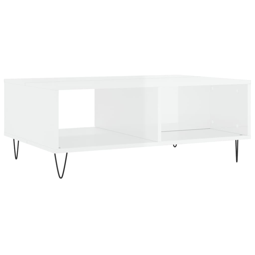 vidaXL Tavolino Salotto Bianco Lucido 90x60x35 cm in Legno Multistrato