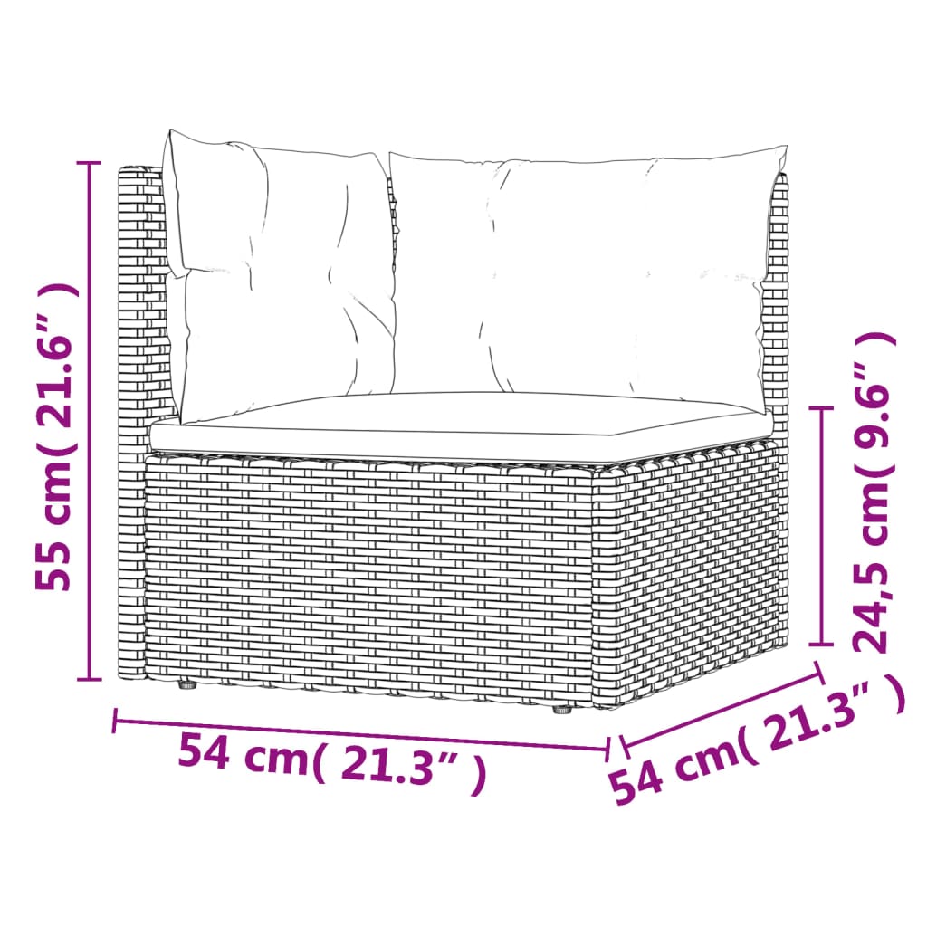 vidaXL Set Divani da Giardino 8 pz con Cuscini in Polyrattan Grigio