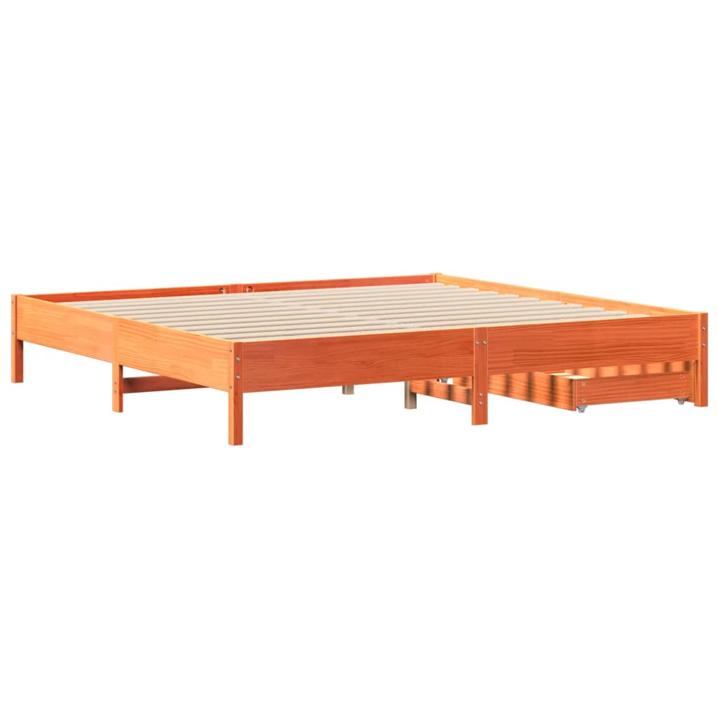 vidaXL Letto senza Materasso Marrone Cera 200x200 cm in Legno di Pino