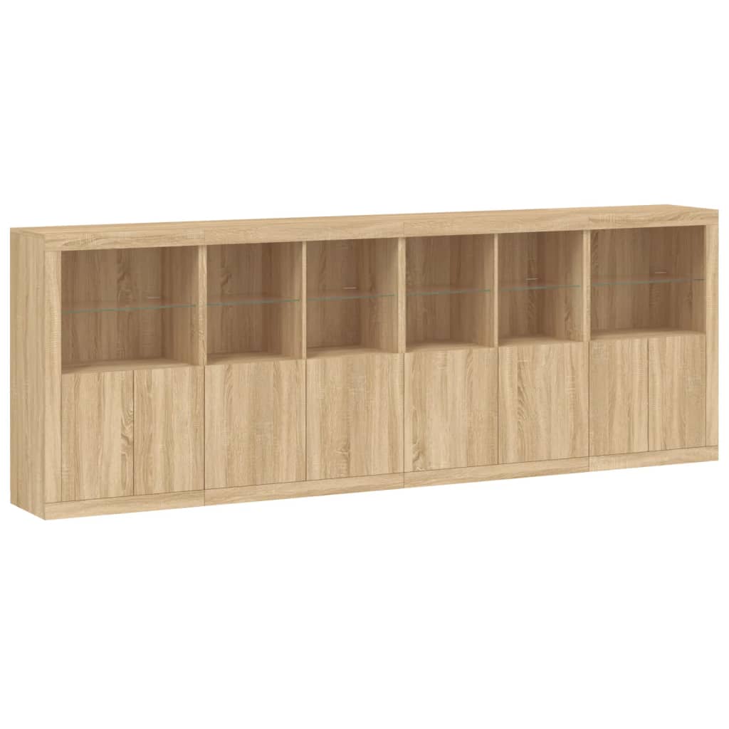 vidaXL Credenza con Luci LED Rovere Sonoma 283x37x100 cm