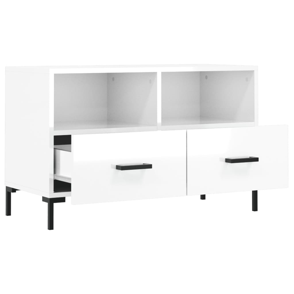 vidaXL Mobile Porta TV Bianco Lucido 80x36x50 cm in Legno Multistrato