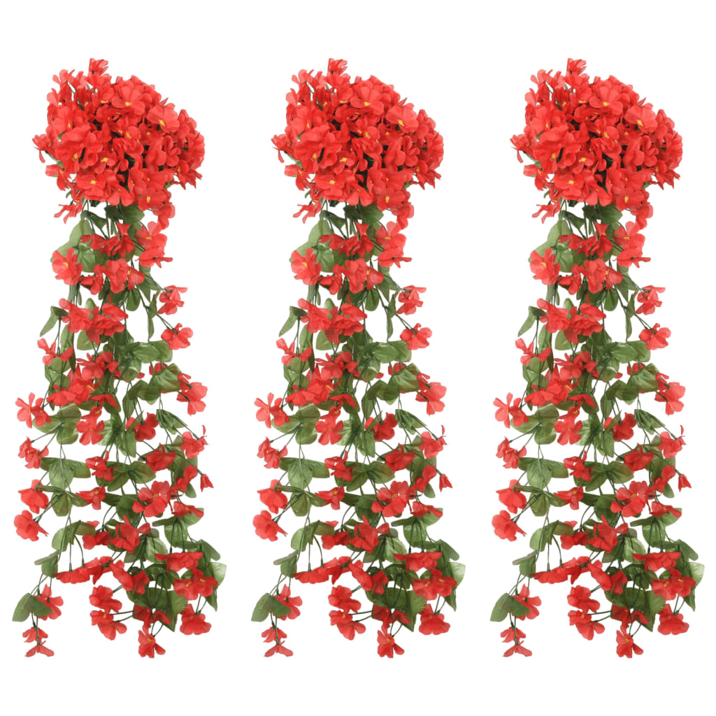 vidaXL Ghirlande Fiori Artificiali Natale 3 pz Rosso 85 cm