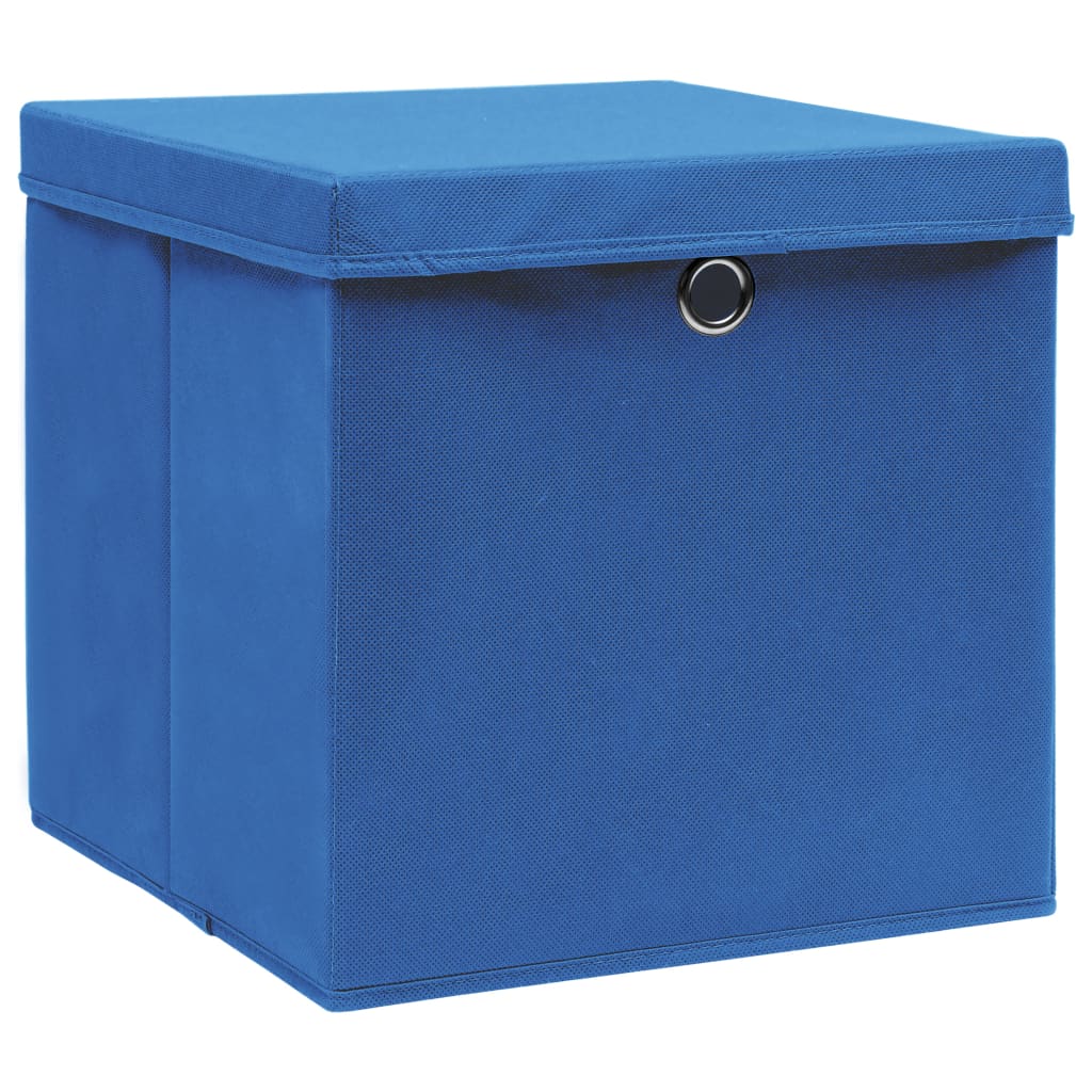 vidaXL Contenitori con Coperchi 4 pz 28x28x28 cm Blu