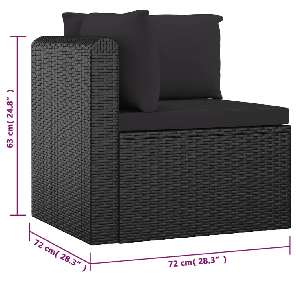 vidaXL Set Divani da Giardino 10 pz con Cuscini in Polyrattan Nero