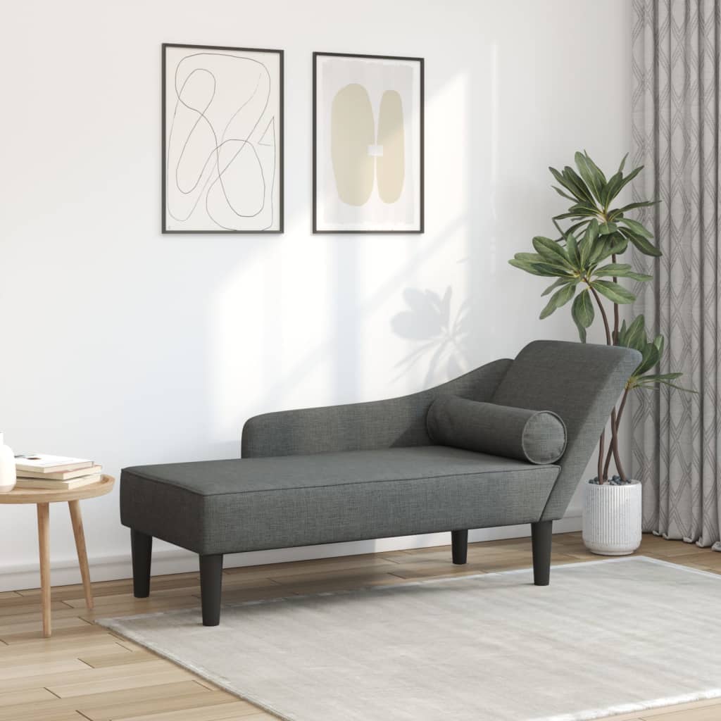 vidaXL Chaise Longue con Cuscini Grigio Scuro in Tessuto