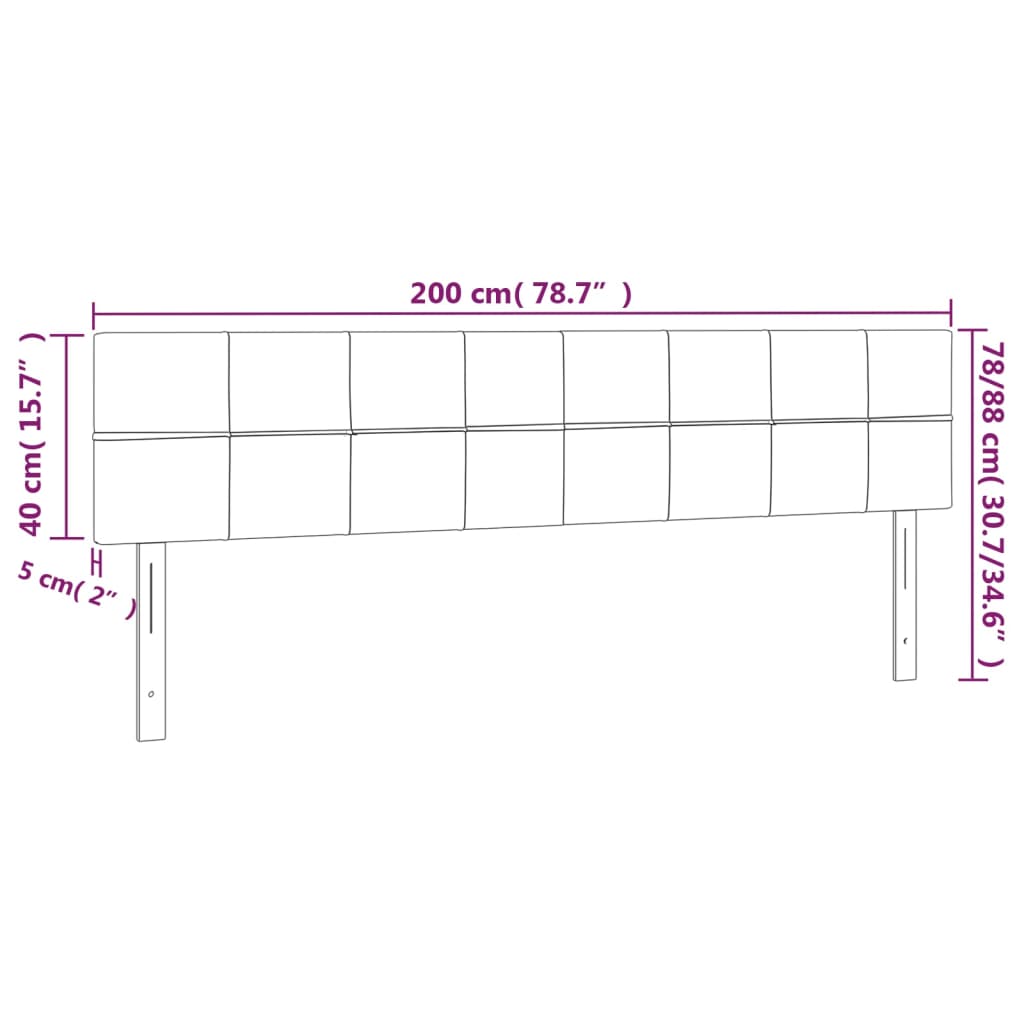 vidaXL Testiera a LED Verde Scuro 200x5x78/88 cm in Velluto