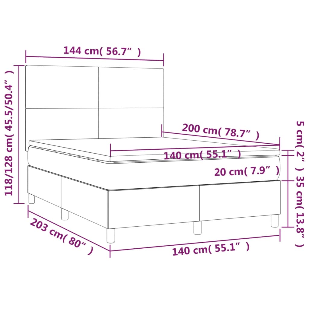 vidaXL Giroletto a Molle con Materasso Marrone Scuro 140x200cm Tessuto