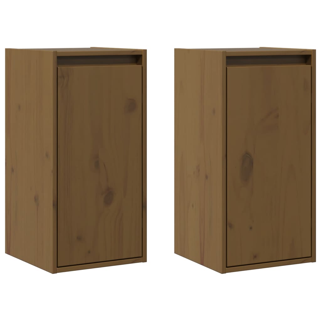 vidaXL Pensili 2 pz Marrone ambra 80x30x35cm in Legno Massello di Pino