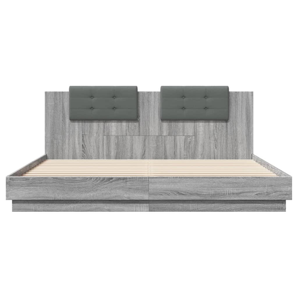 vidaXL Giroletto Testiera Grigio Sonoma 180x200 cm Legno Multistrato