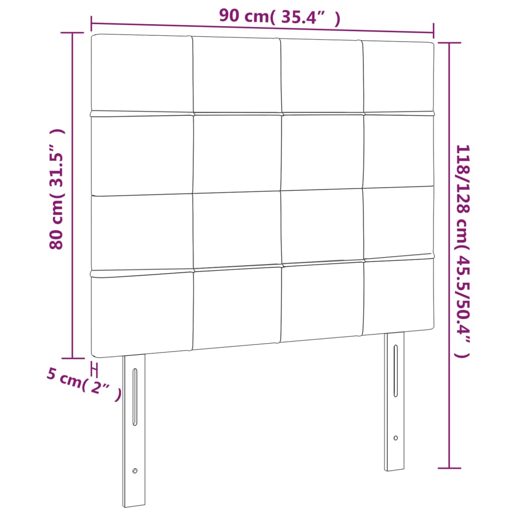 vidaXL Testiera 2 pz Nera 90x5x78/88 cm in Tessuto