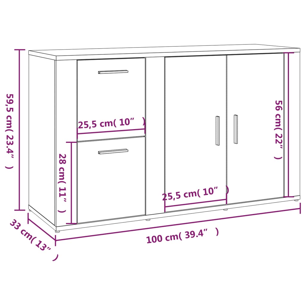 vidaXL Credenza Rovere Sonoma 100x33x59,5 cm in Legno Multistrato