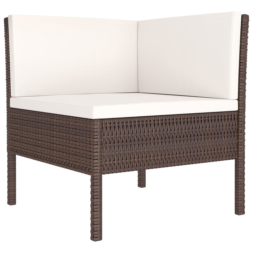 vidaXL Set Divani da Giardino 6 pz con Cuscini in Polyrattan Marrone