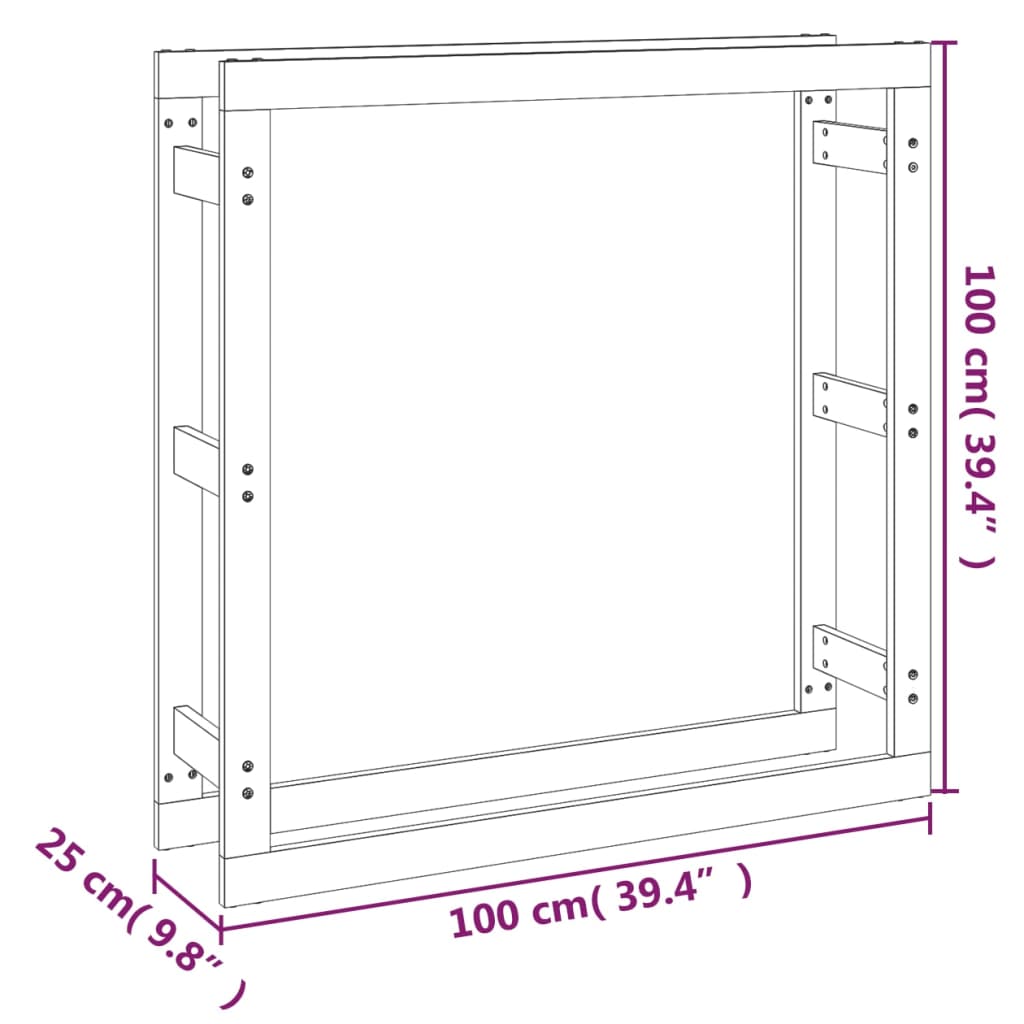 vidaXL Portalegna Grigio 100x25x100 cm in Legno Massello di Pino